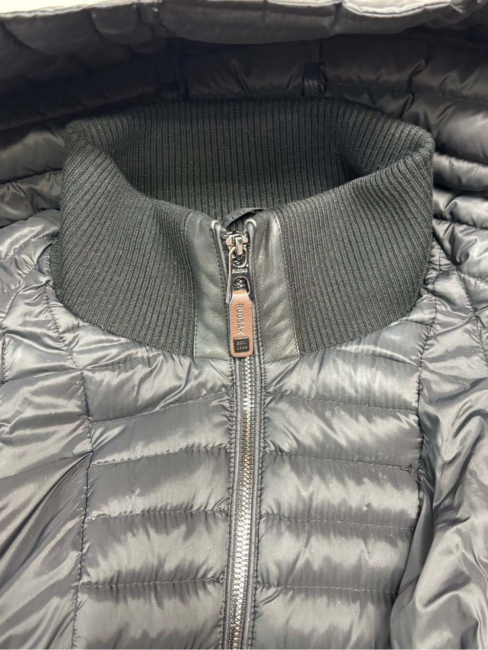 RUDSAK Sana Mid-Length Down Puffer Jacket Asymmetric Zipper with Leather Trim XL - Picture 7 of 9